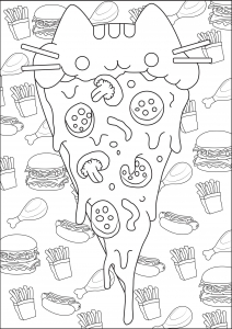 Online coloring book: Pusheen pizza